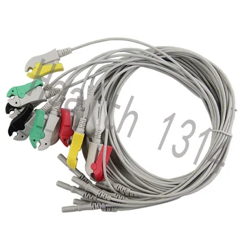 Din 1,5 mm tubo de cobre estilo de holter de 10 de chumbo leadwire ECG/ECG IEC clip cabo de eletrodo