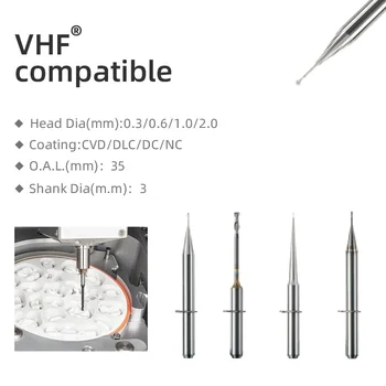 Haste-3mm VHF K4 Dental Revestimento de Diamante de Moagem de Zircônia Bloco de Bur Compatível Com Dneture VHF CADCAM Máquina de Trituração