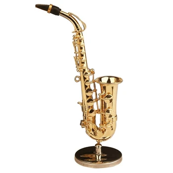 De Cobre Em Miniatura Saxofone Com Suporte E Caixa De Mini Instrumentos Musicais Em Miniatura Casa De Bonecas Modelo De Decoração De Casa
