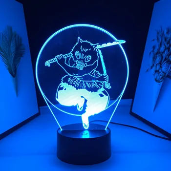 Hashibira Inosuke Figura 3D de Luz para a Decoração do Quarto da Noite de Luz Mangá Dom de Decoração de Quarto LED Lâmpada Ainme Demon Slayer Dropship