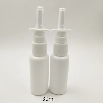 120pcs/monte HDPE 30ml de plástico Branco nasal pulverizador com bomba de 18/410, 30cc spray nasal frasco do medicamento