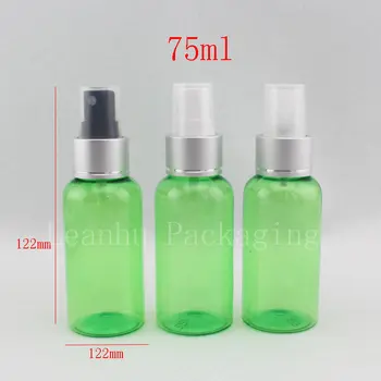 75ml de verde vazio do pulverizador da névoa bomba de maquiagem garrafas de Plástico, 75g de luxo, perfumes cosméticos pulverizador de névoa recipiente , empacotamento cosmético