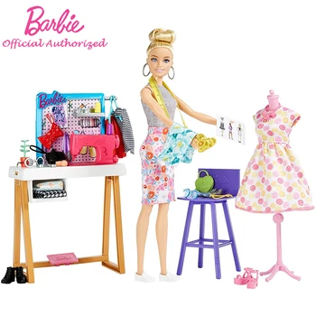 Barbie Garoto Brinquedos Designer de Moda Boneca de 12 Polegadas Pretnd Menina, Com Mesa, Cadeira Acessórios para Máquina de Costura HDY90 Para Presente de Aniversário