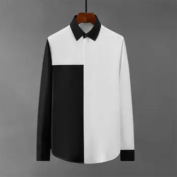 Homens de Grande porte Camisas Casuais Irregular de Emenda 2022 Primavera Belo Moda Solta Manga Longa camisa Branca
