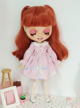 Bjd boneca blythe dressBunny obediente cor-de-rosa vestido de cor 30cm brinquedos de pano (Ajuste para Pullip,Ob24, Licca)
