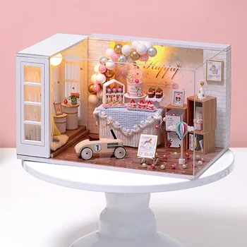 Diy Casa de bonecas de Madeira Artesanato em Miniatura Diy Casa de bonecas Kit de Itens de Mobiliário para Bonecas Modelo de arquitetura de Arquitetos