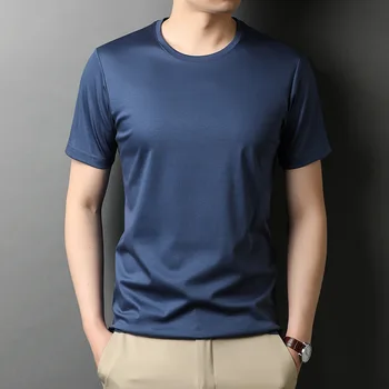 B8010 T-shirt Mannen Merk Hoge Kwaliteit Zomer Casual Crewneck Tops Slim Fit Effen Kleur Básica camisetas