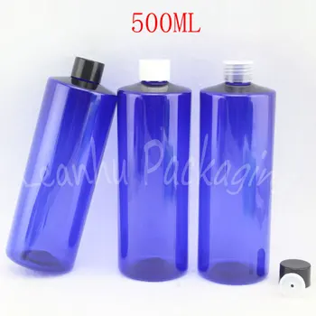500ML Azul Vazio Garrafa de Plástico Com Tampa de Rosca , de 500CC Loção / Toner da Embalagem Garrafa Vazia Cosmético ( 14 PC/Lote )