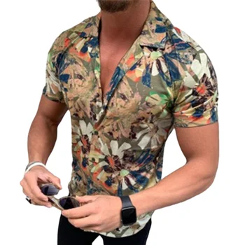 2022 Mens Vestuário De Moda Tendências Impressão Havaiano De Flores Camisas Single-Breasted Cardigan Botão De Ajuste Fino Homem