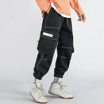 GlacialWhale De Carga De Mens Calças De Moda Masculina 2021 Bolsos Laterais Corredores De Hip Hop Harajuku Japonês Streetwear Calças Masculino Calças Dos Homens