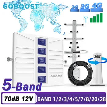 GOBOOST 2G 3G 4G Sinal de Reforço Cinco Banda de 700 800 850 900 1800 1700 1900 2100 2600MHz Celular Amplificador de Celular Reapeater Kit