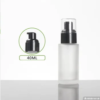 40ml fosco/verde/azul, frasco de vidro preto com bomba tampa transparente para soro/loção/emulsão/fundação/cuidados com a pele cosméticos embalagem