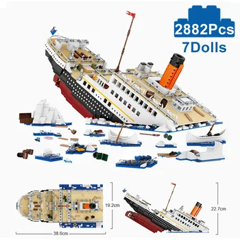 Criativo Micro Titanic Grandes empresas do Navio de Cruzeiro do Modelo de Blocos de Construção de Cidade de Filme de Vapor de Diamante Tijolos Com a Figura MOC Brinquedos de Presente