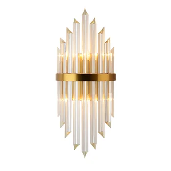 Luxo Ouro Lâmpada de Parede Moderna de Cristal Candeeiro de Parede dispositivo elétrico de Iluminação da Sala de Cabeceira em Aço Inoxidável da Parede do DIODO emissor de Luz