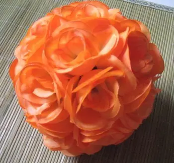 SPR 20cm 15pcs/monte flor do casamento bola de plástico centro de seda beijando bola de casamento cortina-de-laranja