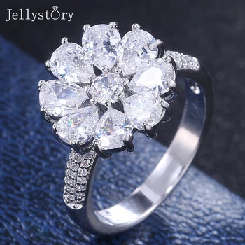 Jellystory as Mulheres formam a jóia de moda flor florescendo anel de prata 925 exclusivos encantadora das mulheres na moda jóias por atacado 2021 
