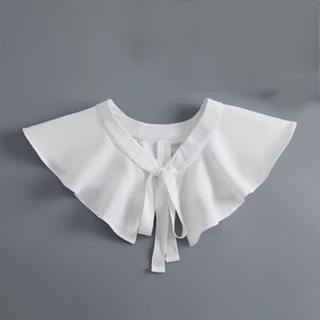 Branco coreano Camisa Destacável Colar de agasalhos para as Mulheres Blusa Tops Lapela Falso Colar Xales Senhoras Vestido Pequena do Cabo
