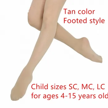 Dark Tan Pés Criança Tamanho SC MC LC Dança de meia-Calça meia-Calça de Veludo Microfibra Meia Legwear Ballet Jazz Bailarina Ginásio de Treinamento