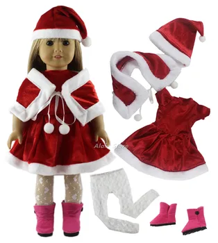 1 Conjunto Vermelho de Natal Bonita Terno de Roupa Roupas de Boneca de 18 polegadas roupas de boneca A39