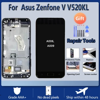 Para Asus Zenfone V V520KL tela LCD de montagem com frente caso de toque de vidro, A006 A009 Display LCD original Preto
