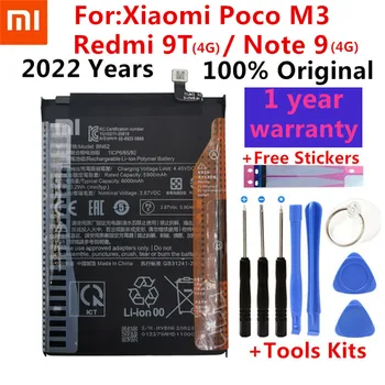 Em 2022, 100% Original Xiao Mi 6000mAh BN62 Bateria Para Xiaomi Pocophone Poco M3 Para Nota 9 Redmi 9T Bateria Baterias Bateria
