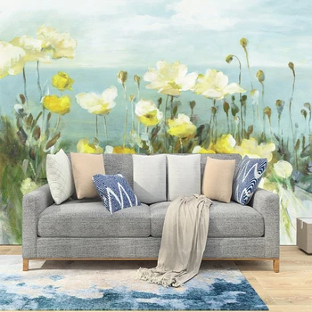 Personalizado mural, papel de parede 3D Nórdicos Americana flores murais papel de parede para sala de estar de plano de fundo da casa quarto decoração adesivos