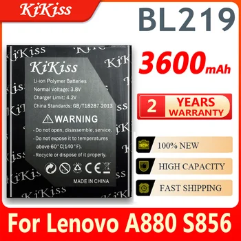 KiKiss Bateria de Alta Capacidade BL219 Para Lenovo A880 S856 A889 A890e S810t A850+ A916 3600mAh Bateria do Telefone de pilha Grande de Poder