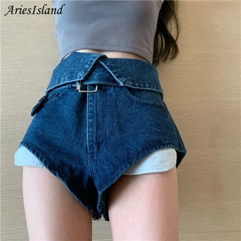 Feminino das Mulheres shorts jeans Harajuku Moda de Verão, roupas de Mulher calças coreano Sexy, Solto cintura larga mão de uma Estudante de curto calças de brim