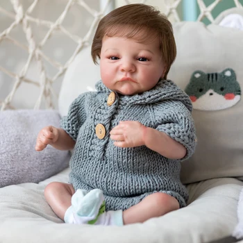 19inch Recém-nascido Bebê Boneca Reborn Levi Acordado Mão Pintura 3D Pele Visível Veias de Alta Qualidade Collectilbe Arte Boneca