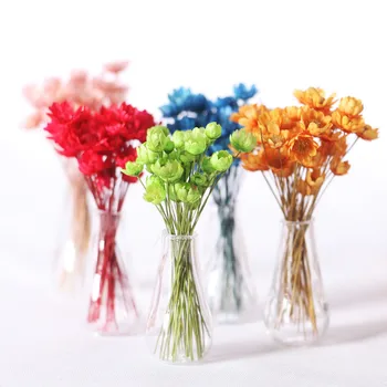 Casa De Boneca De Flores Secas Vaso De Vidro Em Miniatura Arranjo De Flor Em Miniatura De Vaso De Plantas Em Miniatura, Bonecas De Enfeite Acessórios