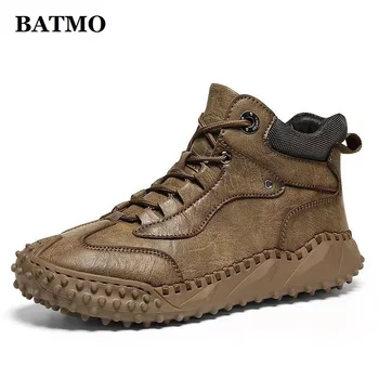 BATMO 2022 nova chegada do inverno couro real thicked quente sapatos casuais homens,do sexo masculino Martins,botas de Neve,014