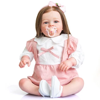 60CM Renascer de Algodão Corpo da Boneca YANNIK Enorme Tamanho do Bebê Reborn da Criança Garota Popular Boneca Suave Afago Corpo