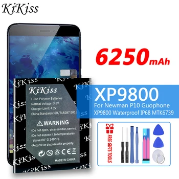 KiKiss de Alta Capacidade 6250mAh Bateria de Substituição XP9800 para Newman P10 Guophone XP9800 IP68 Impermeável MTK6739
