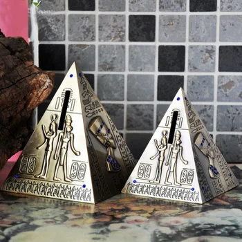 Novo Faraó Pirâmide Design cofrinho de Material metálico Dinheiro de Caixas de Moeda-cofrinho de Dinheiro para Salvar a Caixa de Brinquedos para as Crianças ZL565