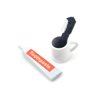 3 Pcs/set Escova de dentes pasta de dentes Copa do Conjunto de 1/12 Escala Casa de bonecas em Miniatura de Acessórios de Banheiro