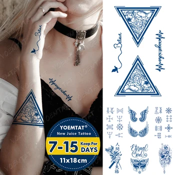 Suco De Duração Impermeável Da Etiqueta Temporária Tatuagem Triângulo Flor Da Asa Do Anjo Carta Flash Tatuagens Totem Arte Do Corpo Falso Tatto Masculino