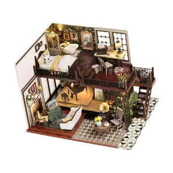 Casa de bonecas DIY Kit de Casa de bonecas Kit de Construção de Casa Kit de Construção para a Decoração Home