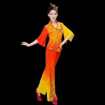 Estágio de desgaste de dança folclórica Chinesa de dança, traje de roupas nacionais antigas fã de dança tradicional Chinesa, dança, figurinos NN0821