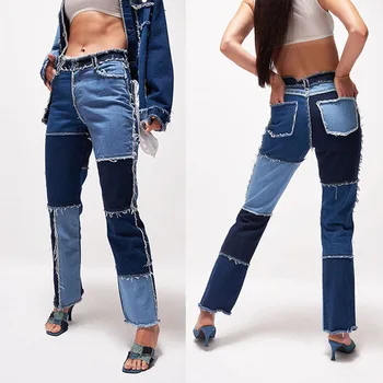 Mulheres Emendados Jeans Mulher y2k Jeans Vintage Streetwear Mulheres de Roupas Reta Calças Jeans Moda Streetwear 2021