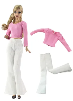 Conjunto de roupas / camisa rosa + branco calça / roupas de outono vestir roupa De 30cm BJD Xinyi FR ST Boneca Barbie