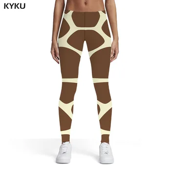 KYKU Animal Leggings Mulheres Girafa Impresso calças Tigrado Elástico Psicodélico Impressão 3d Womens Leggings Calças Jeggings