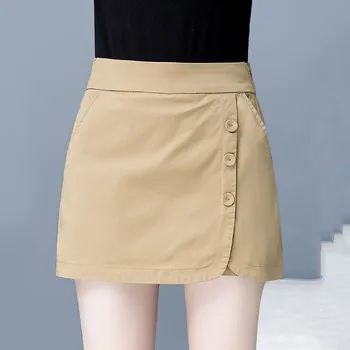 Shorts Mulheres Sólido Moda coreano Feminino Simples Macio Casual Streetwear Toda a Correspondência Elegante Faculdade Falso Dois de Uma linha de Saias Curtas