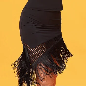 Nova Senhora Cercada de Triângulo latino-Vestido Sexy Saia de Adultos Saia Dança latina de Vestido de Traje das Mulheres de Preto Prática Saia