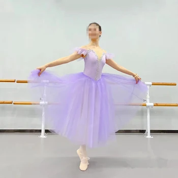 2022 Ballet Tutu Romântico Vestido de asas Vestido de Bailarina giselle Mulheres Brancas de Fadas Profissional de Ballet Longo Tutu Com Asas
