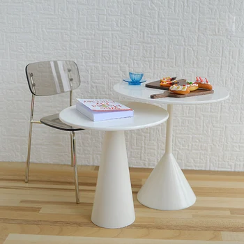 2pcs/set 1:6 casa de bonecas em miniatura mini simulação de mesa redonda blythe alta e baixa de mesa dupla mesa de café modelo de conjunto de【2022MAY】