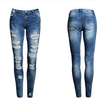 Jeans Flare Pants Mulheres Hetero-Perna Elasticidade Jeans Feminina Primavera Cintura Alta Fina Emagrecimento Calças Rasgadas Mulheres Baratos Jeans