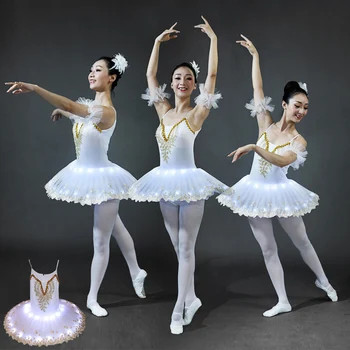 Diodo Emissor De Ballet Saia Tutu Branco Vestido Feminino Adulto, Profissional De Ballet Para Crianças Lago Dos Cisnes De Dança Do Ventre, Figurinos
