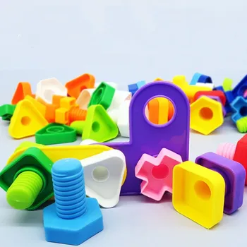 24/38/48 Pares Parafuso de Blocos de Construção de Plástico Inserir Blocos Porca Forma de Brinquedos para Crianças de Brinquedos Educativos, Modelos em Escala,