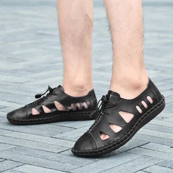 Zapatos Hombre Verano de Verão, Sandálias de Couro dos Homens Romano Clássico Sapatos Masculinos de Calçado de homem Sandalias Hombre Verano
