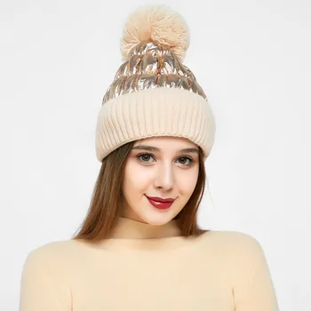 Inverno versátil para baixo de tecido de lã, chapéu de senhora quente chapéu chapéu de malha